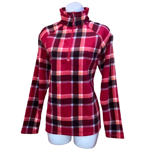 Eddie Bauer Venture Red Plaid 1/4 Zip Plush Pullover Fleece Top - Women’s Small - Picture 6 of 12